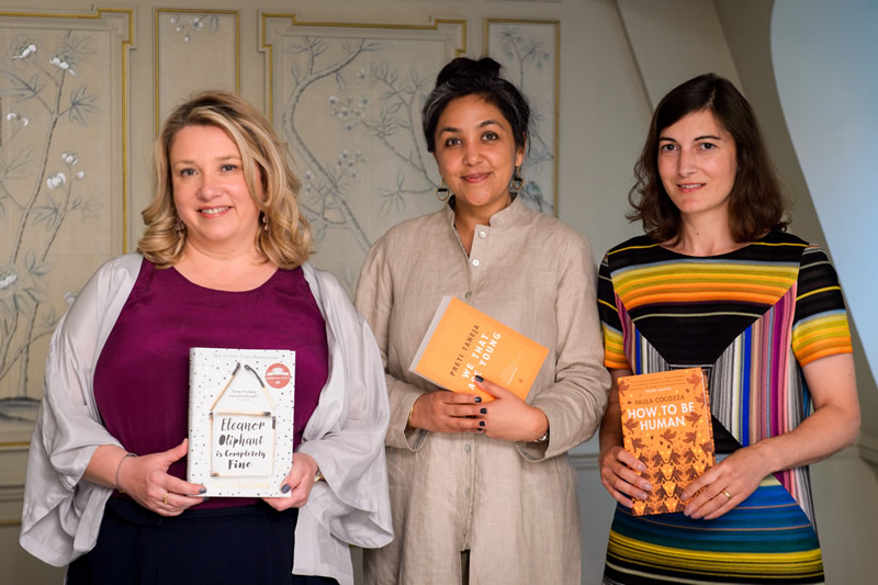 2018 shortlisted authors, Gail Honeyman, Preti Taneja and Paula Cocozza.